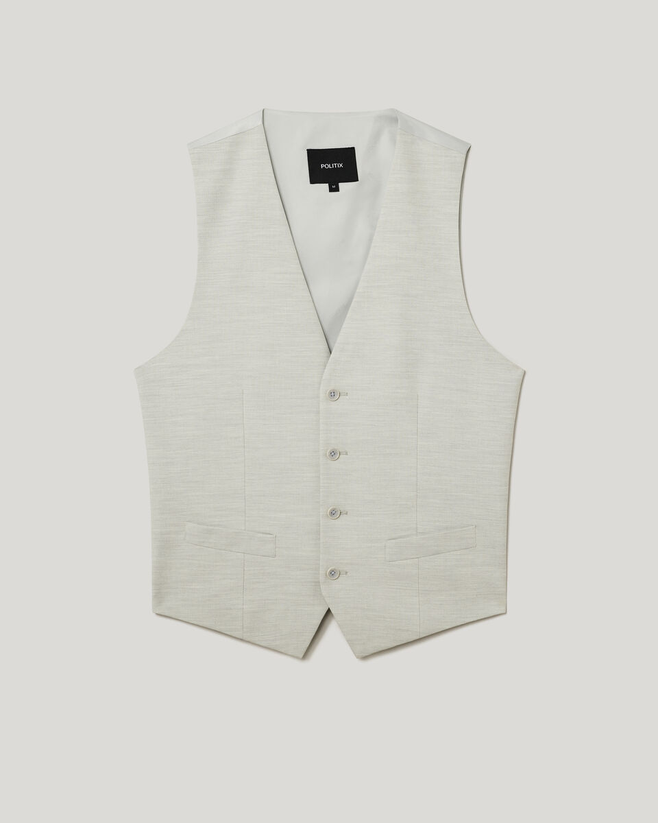 Textured Tailored Vest, Light Grey, hi-res